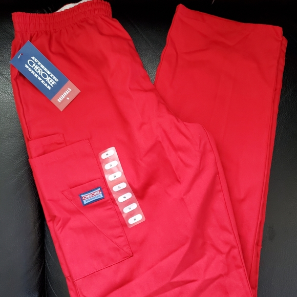 Brand New Cherokee Women's Small Red Scrub Pants - Picture 1 of 3